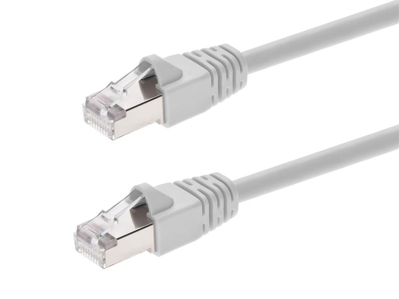 Monoprice Cat6A 14ft White Patch Cable Double Shielded (S/FTP) 26AWG 10G Pure Bare Copper Snagless RJ45 Fullboot Series Ethernet Cable - Image 1